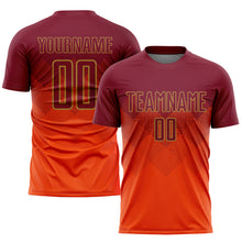 Load image into Gallery viewer, Custom Orange Crimson-Old Gold Sublimation Soccer Uniform Jersey
