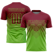 Load image into Gallery viewer, Custom Neon Green Crimson Sublimation Soccer Uniform Jersey
