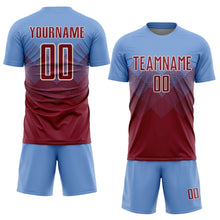 Load image into Gallery viewer, Custom Light Blue Crimson-Cream Sublimation Soccer Uniform Jersey
