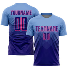 Load image into Gallery viewer, Custom Light Blue Purple-Pink Sublimation Soccer Uniform Jersey
