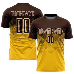 Custom Gold Brown-Cream Sublimation Soccer Uniform Jersey