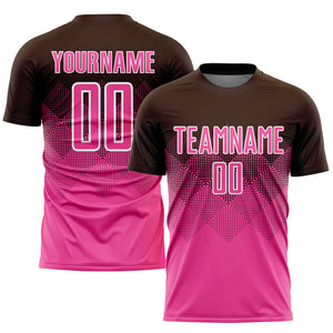 Custom Brown Pink-White Sublimation Soccer Uniform Jersey