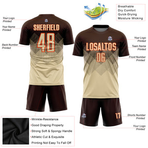 Custom Brown Cream-Orange Sublimation Soccer Uniform Jersey