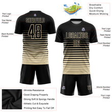 Load image into Gallery viewer, Custom Black Cream Pinstripe Fade Fashion Sublimation Soccer Uniform Jersey
