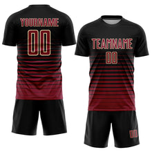 Load image into Gallery viewer, Custom Black Maroon-Cream Pinstripe Fade Fashion Sublimation Soccer Uniform Jersey
