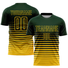 Load image into Gallery viewer, Custom Green Yellow Pinstripe Fade Fashion Sublimation Soccer Uniform Jersey
