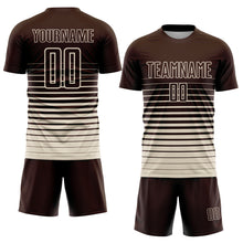 Load image into Gallery viewer, Custom Brown Cream Pinstripe Fade Fashion Sublimation Soccer Uniform Jersey
