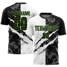 Load image into Gallery viewer, Custom Graffiti Pattern Black-Neon Green Scratch Sublimation Soccer Uniform Jersey
