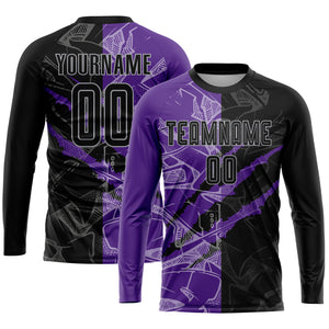 Custom Graffiti Pattern Black Purple-Gray Scratch Sublimation Soccer Uniform Jersey