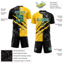 Load image into Gallery viewer, Custom Graffiti Pattern Kelly Green Black-Yellow Scratch Sublimation Soccer Uniform Jersey
