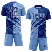 Load image into Gallery viewer, Custom Graffiti Pattern Royal-Light Blue Scratch Sublimation Soccer Uniform Jersey
