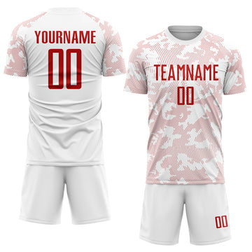 Custom White Red Sublimation Soccer Uniform Jersey
