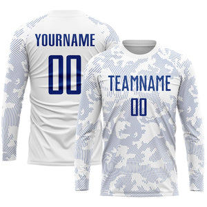 Custom White Royal Sublimation Soccer Uniform Jersey