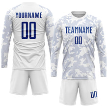 Load image into Gallery viewer, Custom White Royal Sublimation Soccer Uniform Jersey
