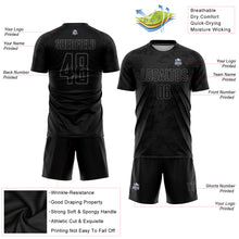 Load image into Gallery viewer, Custom Black Gray Sublimation Soccer Uniform Jersey
