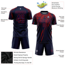 Load image into Gallery viewer, Custom Navy Red Sublimation Soccer Uniform Jersey
