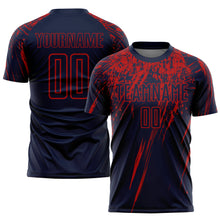 Load image into Gallery viewer, Custom Navy Red Sublimation Soccer Uniform Jersey
