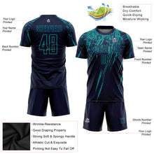 Load image into Gallery viewer, Custom Navy Teal Sublimation Soccer Uniform Jersey
