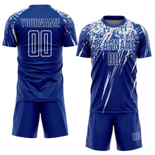 Load image into Gallery viewer, Custom Royal White Sublimation Soccer Uniform Jersey
