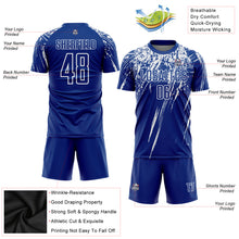 Load image into Gallery viewer, Custom Royal White Sublimation Soccer Uniform Jersey

