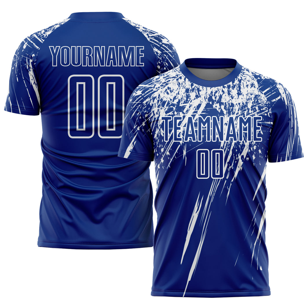 Custom Royal White Sublimation Soccer Uniform Jersey