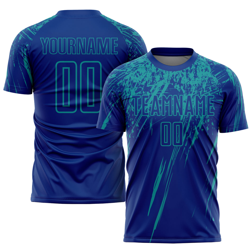 Custom Royal Teal Sublimation Soccer Uniform Jersey