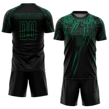 Load image into Gallery viewer, Custom Black Kelly Green Sublimation Soccer Uniform Jersey

