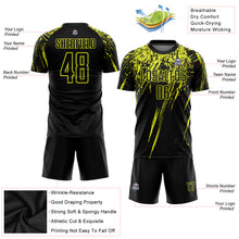 Load image into Gallery viewer, Custom Black Neon Yellow Sublimation Soccer Uniform Jersey
