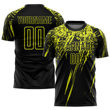Load image into Gallery viewer, Custom Black Neon Yellow Sublimation Soccer Uniform Jersey
