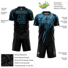 Load image into Gallery viewer, Custom Black Sky Blue Sublimation Soccer Uniform Jersey
