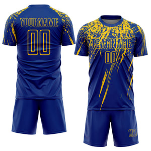 Custom Royal Yellow Sublimation Soccer Uniform Jersey