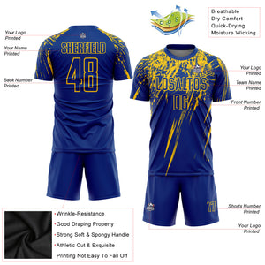 Custom Royal Yellow Sublimation Soccer Uniform Jersey