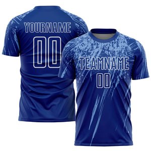 Custom Royal Light Blue-White Sublimation Soccer Uniform Jersey