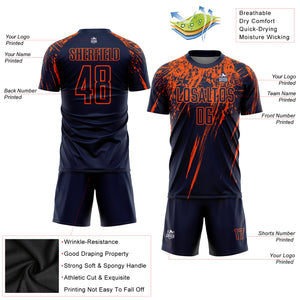 Custom Navy Orange Sublimation Soccer Uniform Jersey