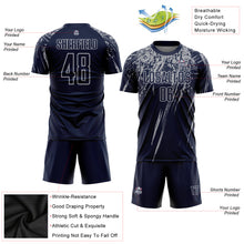 Load image into Gallery viewer, Custom Navy Gray Sublimation Soccer Uniform Jersey
