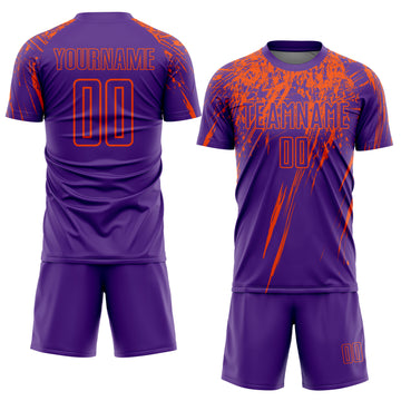 Custom Purple Orange Sublimation Soccer Uniform Jersey