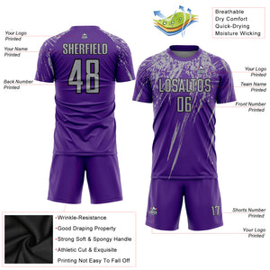 Custom Purple Gray-Black Sublimation Soccer Uniform Jersey