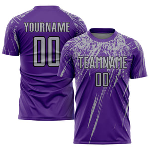 Custom Purple Gray-Black Sublimation Soccer Uniform Jersey