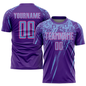 Custom Purple Light Blue-Pink Sublimation Soccer Uniform Jersey