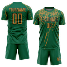 Load image into Gallery viewer, Custom Kelly Green Old Gold-Black Sublimation Soccer Uniform Jersey
