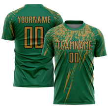 Load image into Gallery viewer, Custom Kelly Green Old Gold-Black Sublimation Soccer Uniform Jersey
