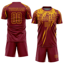 Load image into Gallery viewer, Custom Crimson Yellow Sublimation Soccer Uniform Jersey

