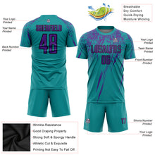 Load image into Gallery viewer, Custom Teal Purple-Black Sublimation Soccer Uniform Jersey
