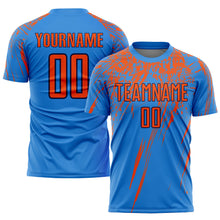 Load image into Gallery viewer, Custom Electric Blue Orange-Navy Sublimation Soccer Uniform Jersey
