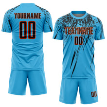 Load image into Gallery viewer, Custom Sky Blue Black-Orange Sublimation Soccer Uniform Jersey
