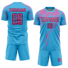 Load image into Gallery viewer, Custom Sky Blue Pink-Black Sublimation Soccer Uniform Jersey
