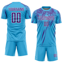 Load image into Gallery viewer, Custom Sky Blue Purple-White Sublimation Soccer Uniform Jersey
