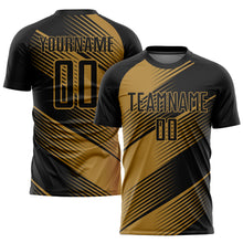 Load image into Gallery viewer, Custom Old Gold Black Sublimation Soccer Uniform Jersey
