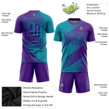 Load image into Gallery viewer, Custom Teal Purple Sublimation Soccer Uniform Jersey
