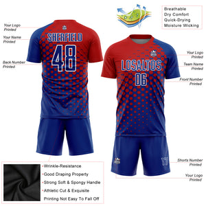 Custom Red Royal-White Sublimation Soccer Uniform Jersey